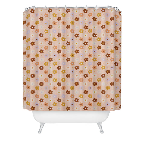 Rachel Szo Pink Daisy Pattern Shower Curtain