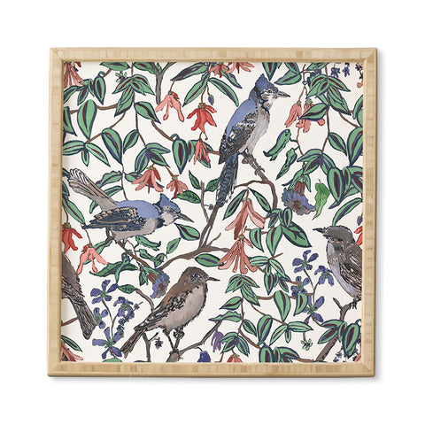 Rachelle Roberts Blue Bird Viney Leaf Framed Wall Art