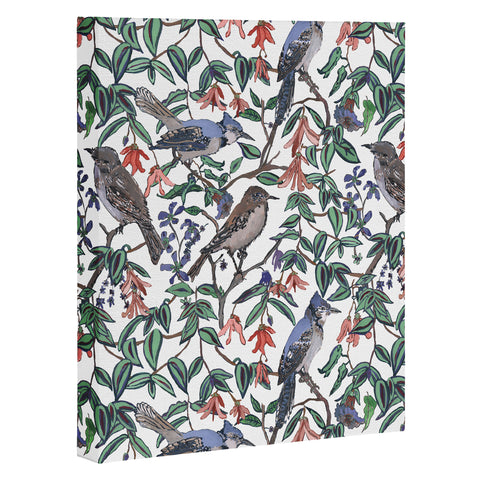 Rachelle Roberts Blue Bird Viney Leaf Art Canvas