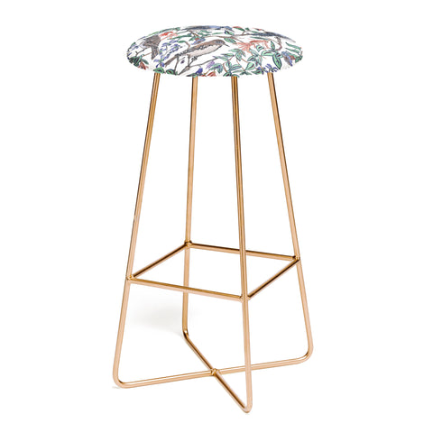 Rachelle Roberts Blue Bird Viney Leaf Bar Stool