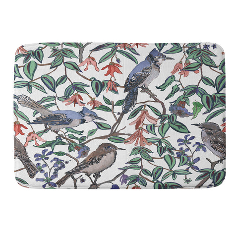 Rachelle Roberts Blue Bird Viney Leaf Memory Foam Bath Mat
