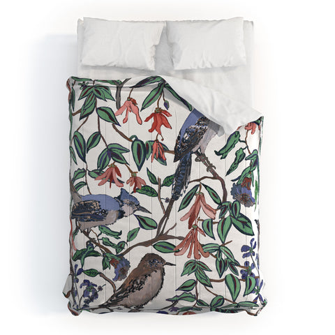 Rachelle Roberts Blue Bird Viney Leaf Comforter