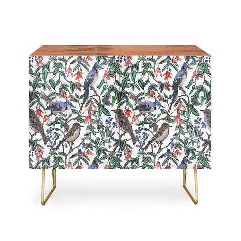 Rachelle Roberts Blue Bird Viney Leaf Credenza