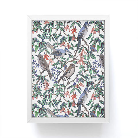 Rachelle Roberts Blue Bird Viney Leaf Framed Mini Art Print