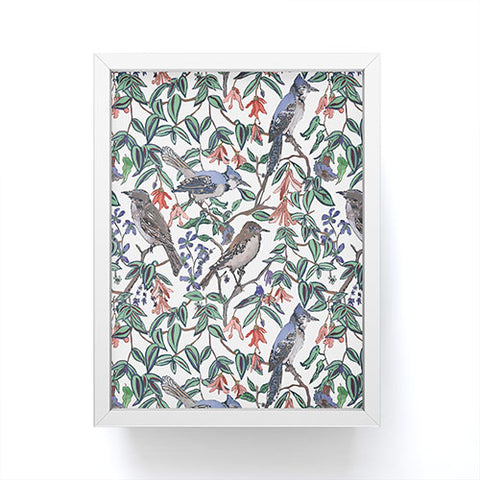 Rachelle Roberts Blue Bird Viney Leaf Framed Mini Art Print