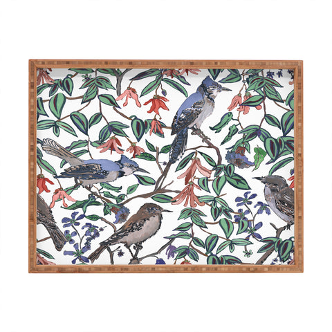 Rachelle Roberts Blue Bird Viney Leaf Rectangular Tray