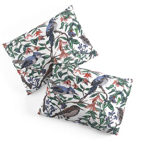 Rachelle Roberts Blue Bird Viney Leaf Pillow Shams