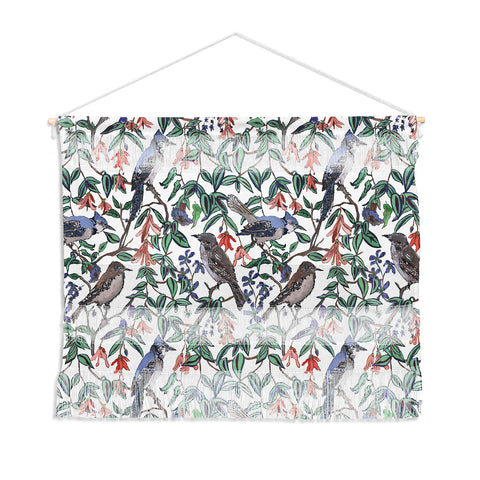 Rachelle Roberts Blue Bird Viney Leaf Wall Hanging Landscape