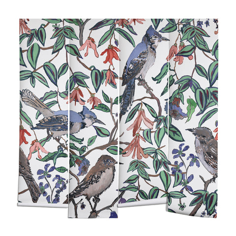 Rachelle Roberts Blue Bird Viney Leaf Wall Mural