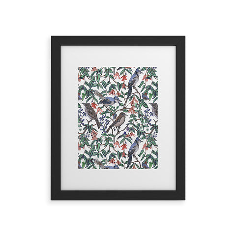 Rachelle Roberts Blue Bird Viney Leaf Framed Art Print