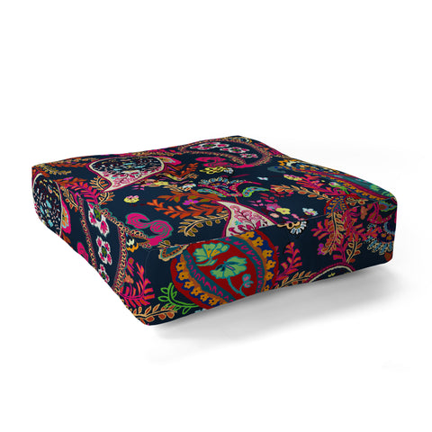 Rachelle Roberts Boho Paisley Navy Floor Pillow Square