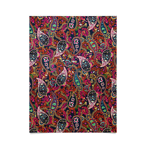 Rachelle Roberts Boho Paisley Navy Poster