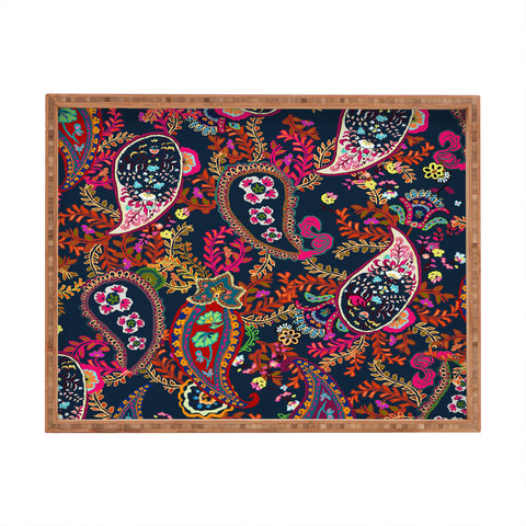 Rachelle Roberts Boho Paisley Navy Rectangular Tray