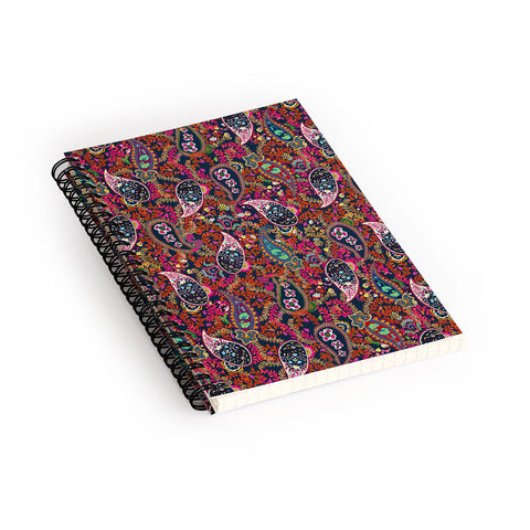 Rachelle Roberts Boho Paisley Navy Spiral Notebook
