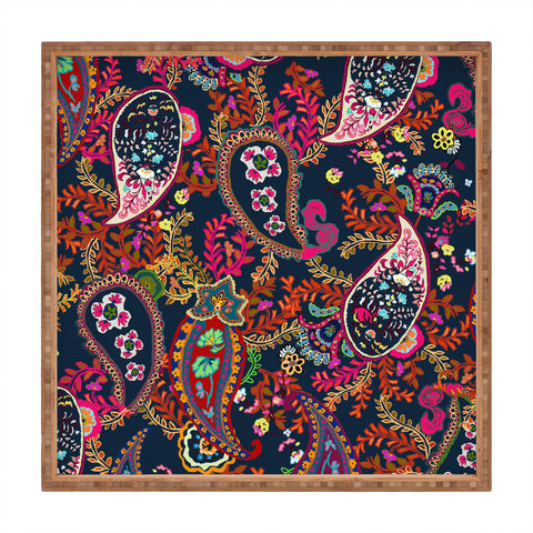 Rachelle Roberts Boho Paisley Navy Square Tray