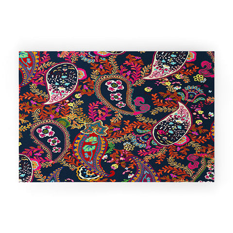 Rachelle Roberts Boho Paisley Navy Welcome Mat