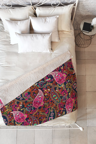 Rachelle Roberts Boho Paisley Fleece Throw Blanket