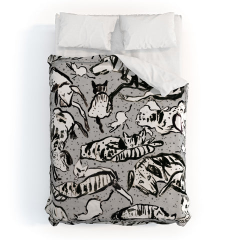 Rachelle Roberts Charming Cats And Dogs Duvet Cover