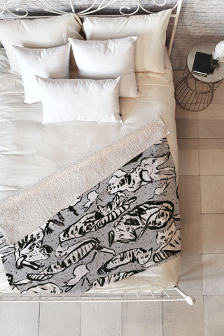 Rachelle Roberts Charming Cats And Dogs Fleece Throw Blanket