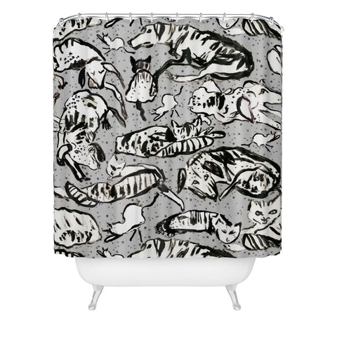 Rachelle Roberts Charming Cats And Dogs Shower Curtain