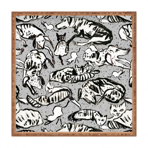 Rachelle Roberts Charming Cats And Dogs Square Tray