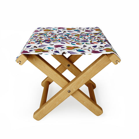 Rachelle Roberts Endless Vines White Folding Stool
