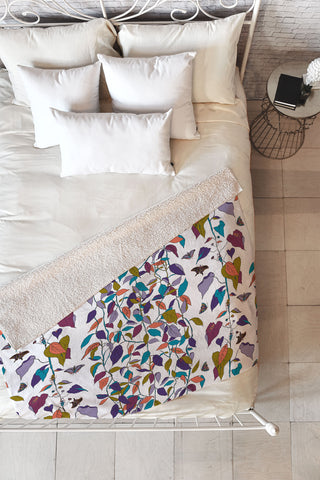 Rachelle Roberts Endless Vines White Fleece Throw Blanket