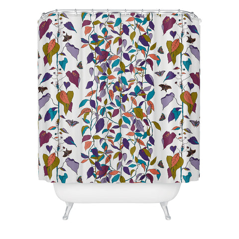 Rachelle Roberts Endless Vines White Shower Curtain