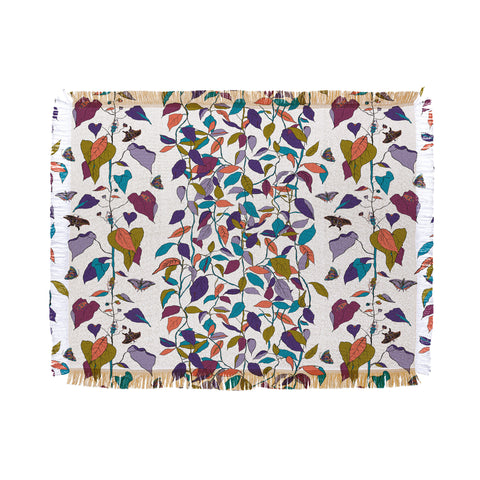 Rachelle Roberts Endless Vines White Throw Blanket