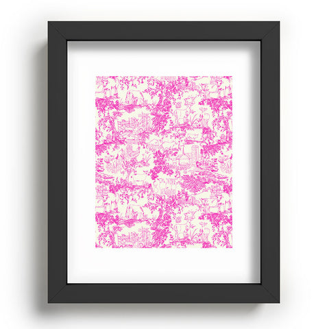 Rachelle Roberts Farm Land Toile In Pink Recessed Framing Rectangle