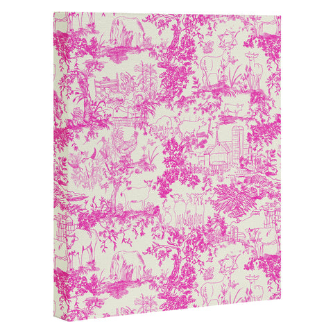 Rachelle Roberts Farm Land Toile In Pink Art Canvas