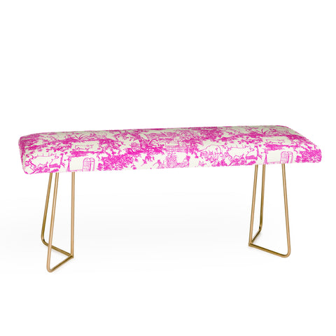 Rachelle Roberts Farm Land Toile In Pink Bench
