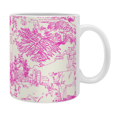 Rachelle Roberts Farm Land Toile In Pink Coffee Mug