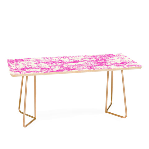 Rachelle Roberts Farm Land Toile In Pink Coffee Table