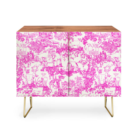 Rachelle Roberts Farm Land Toile In Pink Credenza