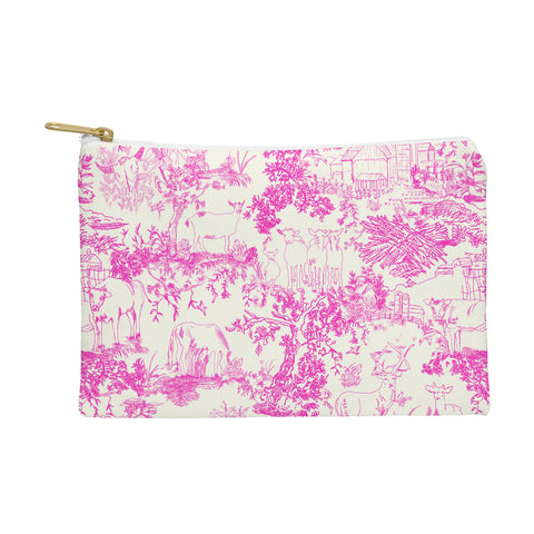 Rachelle Roberts Farm Land Toile In Pink Pouch