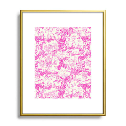 Rachelle Roberts Farm Land Toile In Pink Metal Framed Art Print