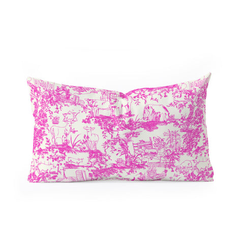 Rachelle Roberts Farm Land Toile In Pink Oblong Throw Pillow