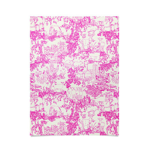 Rachelle Roberts Farm Land Toile In Pink Poster