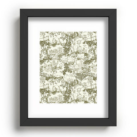 Rachelle Roberts Farm Land Toile In Vintage Green Recessed Framing Rectangle