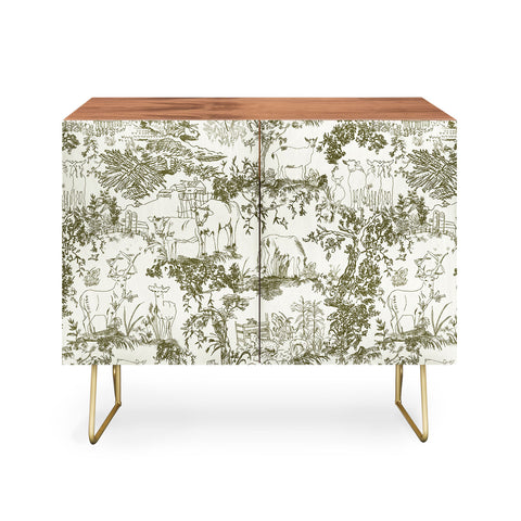 Rachelle Roberts Farm Land Toile In Vintage Green Credenza