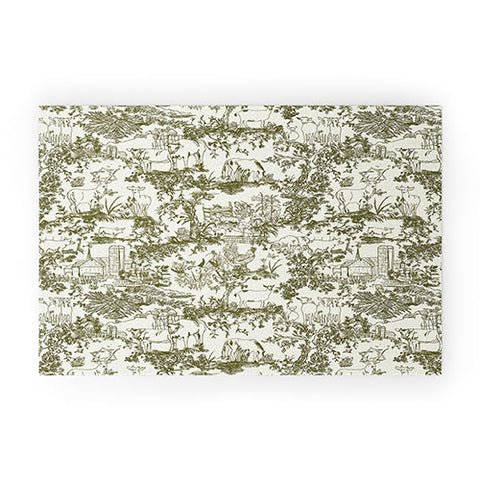 Rachelle Roberts Farm Land Toile In Vintage Green Welcome Mat