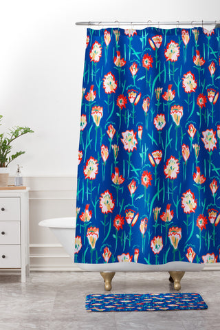 Rachelle Roberts Garden Flower Shower Curtain And Mat