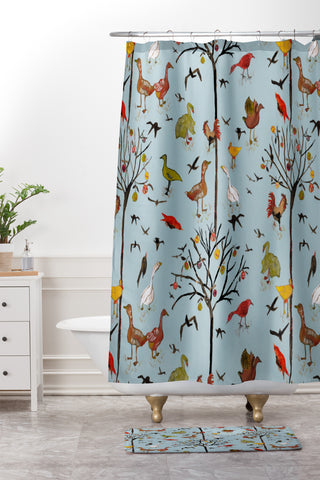 Rachelle Roberts Gathering Of The Webbed Feet Shower Curtain And Mat