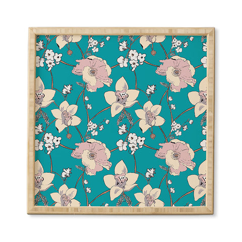 Rachelle Roberts Painted Poppy In Turquoise Framed Wall Art