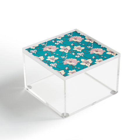 Rachelle Roberts Painted Poppy In Turquoise Acrylic Box