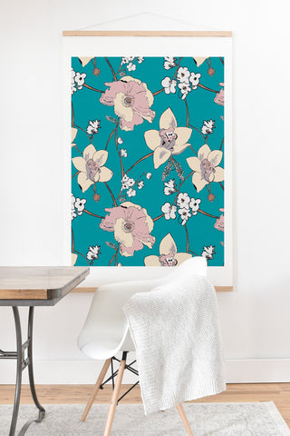 Rachelle Roberts Painted Poppy In Turquoise Art Print And Hanger