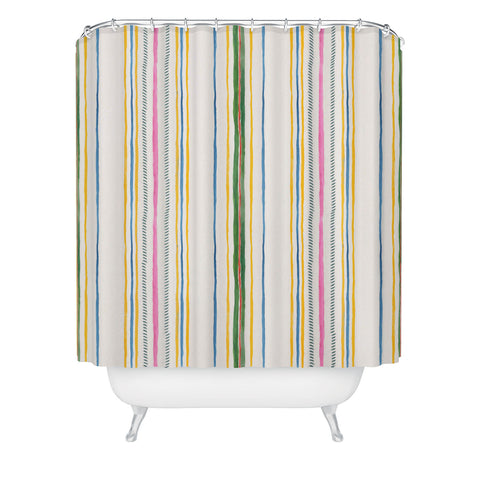 Rachelle Roberts Ticker Stripe Shower Curtain