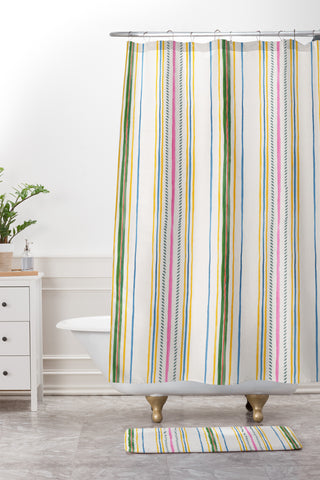 Rachelle Roberts Ticker Stripe Shower Curtain And Mat