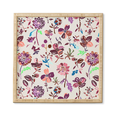Rachelle Roberts Zinnia Folk Floral Framed Wall Art
